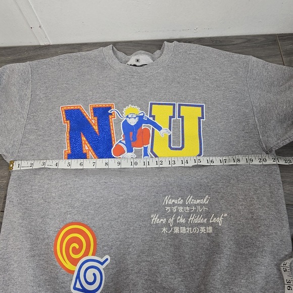 Naruto Shippuden Sweatshirt Mens M Gray N U  Hero Of The Hidden Leaf Long Sleeve - Picture 6 of 10